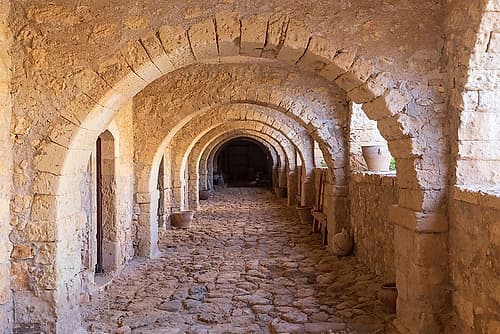 Greece, Crete, Rethymno. 16th century Eastern Orthodox Monastery. The Holy Monastery of Arkadi Art Print